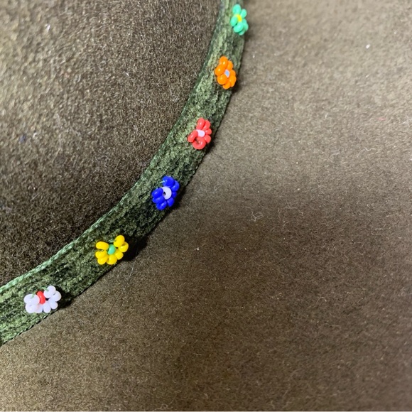 Liz Claiborne Chocolate Brown Wide Brim Hat With Beaded Strap - Picture 4 of 11